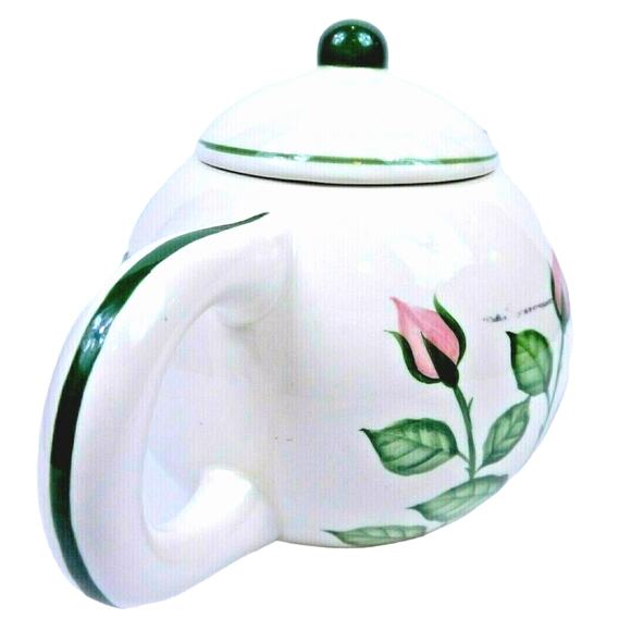 Vintage Porcelain Teapot Hand Painted Victorian Rose Made In Philippines 6" - Picture 2 of 7
